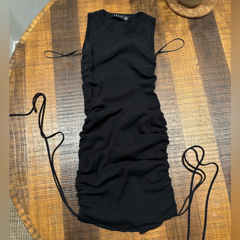 Lioness Never Worn Fine Knit Ruched Mini Dress Adjustable